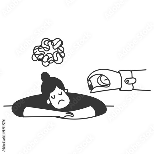 Doctors give medication to people who are anxious and depressed in doodle drawn