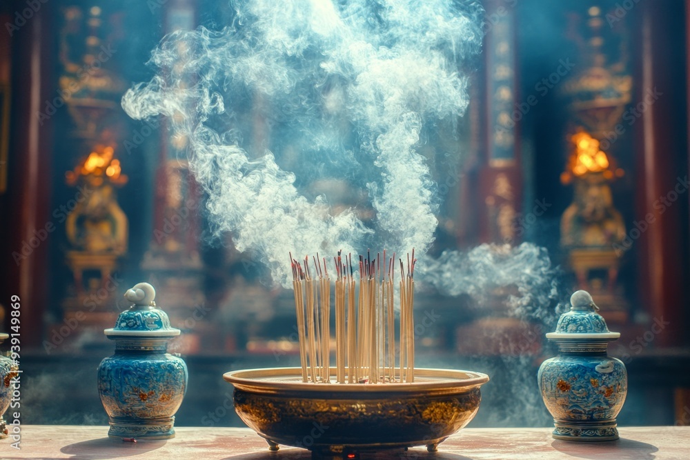 Incense Stick Temple Ritual Buddhism, Hinduism Religion Spiritual Symbol Incense Stick Temple Ritual Buddhism, Hinduism Religion Spiritual Symbol