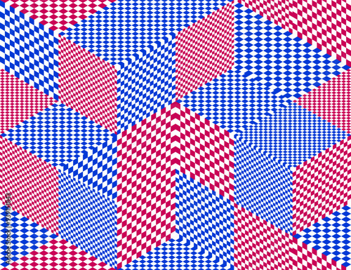 3D cubes seamless pattern vector background, rhombuses dimensional blocks, architecture and construction, geometric design.