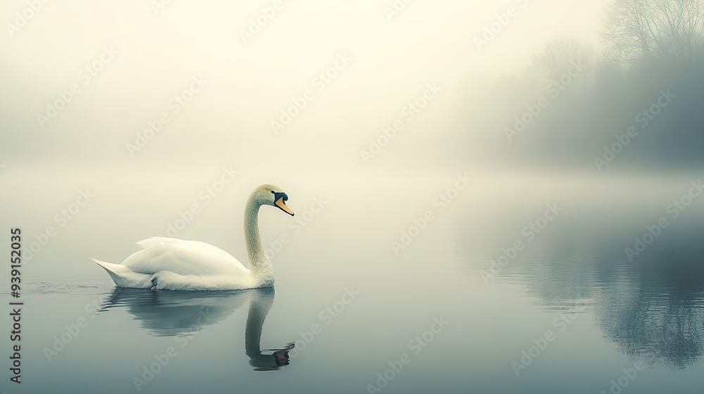 Serene swan on a peaceful lake perfect for elegant and tranquil bird-themed wallpaper images Serene swan on a peaceful lake perfect for elegant and tranquil bird-themed wallpaper images