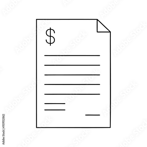 Black outline and lineart style agreement finance data checkbox icon and vector illustration