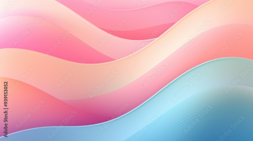 Fototapeta premium Smooth gradient waves blending into each other in pastel colors