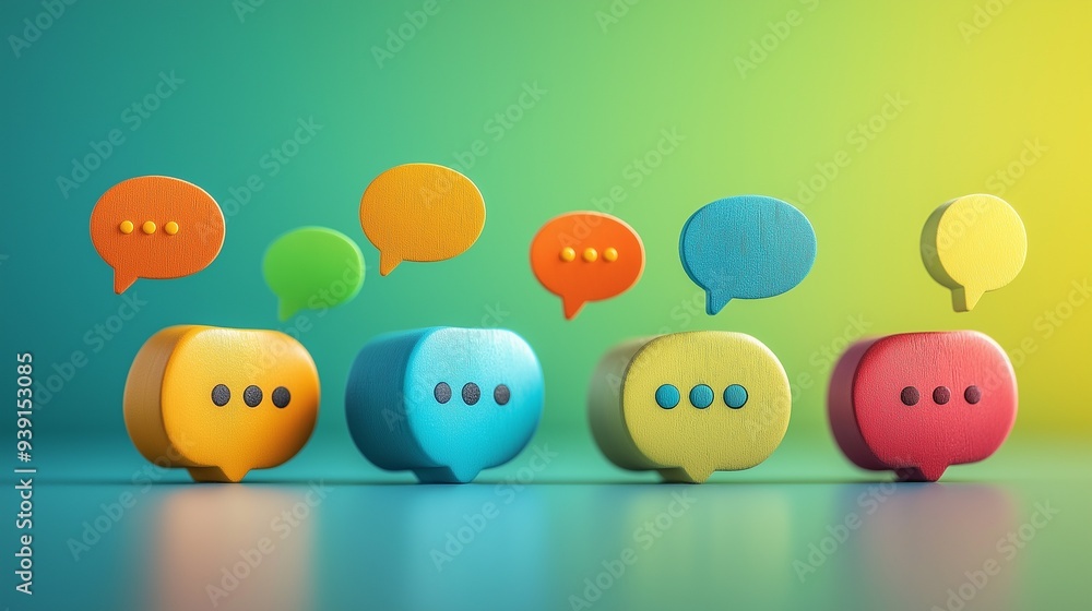 A colorful speech bubble icons on a bright background. A colorful speech bubble icons on a bright background.