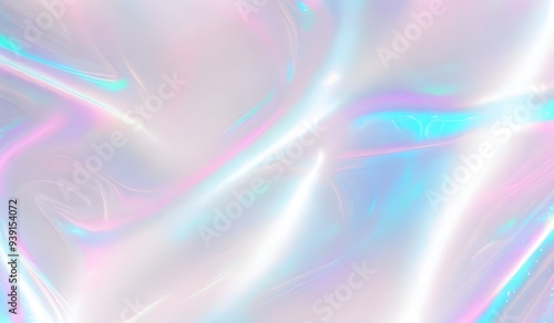 Holographic background seamless trendy iridescent light foil texture. Soft holographic pastel unicorn marble background pattern. Modern pearlescent blurry abstract swirl illustration. 