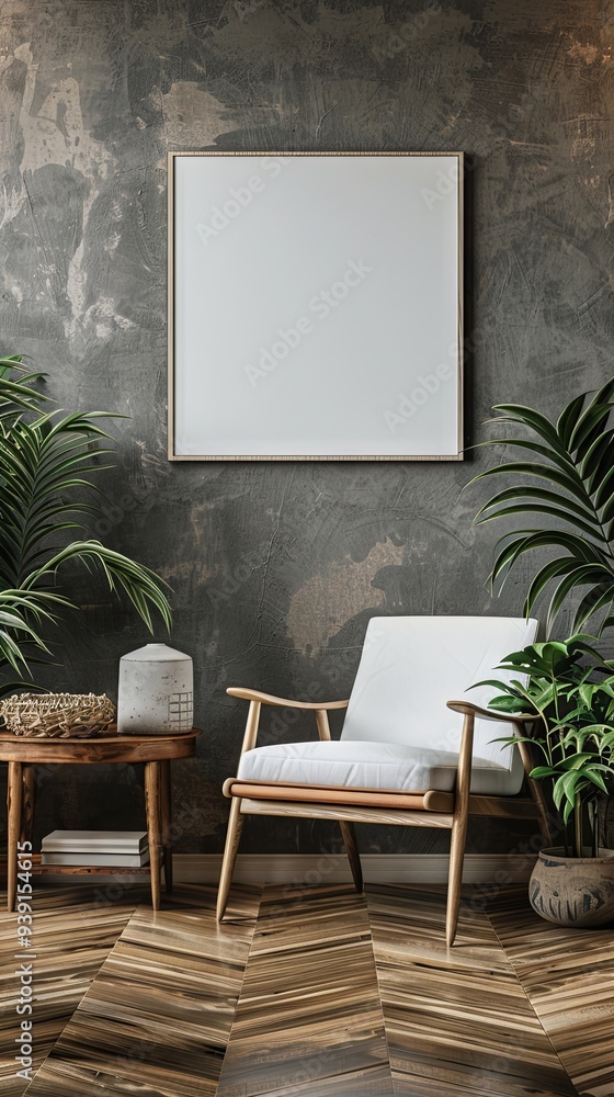 Square image display mockup on wall for interior design Square image display mockup on wall for interior design
