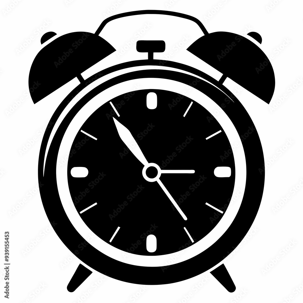 Alarm Timepiece silhouette vector black and white on white background generated by AI Alarm Timepiece silhouette vector black and white on white background generated by AI