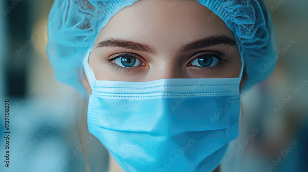 Professional in Blue Mask at Hospital Service Area Professional in Blue Mask at Hospital Service Area