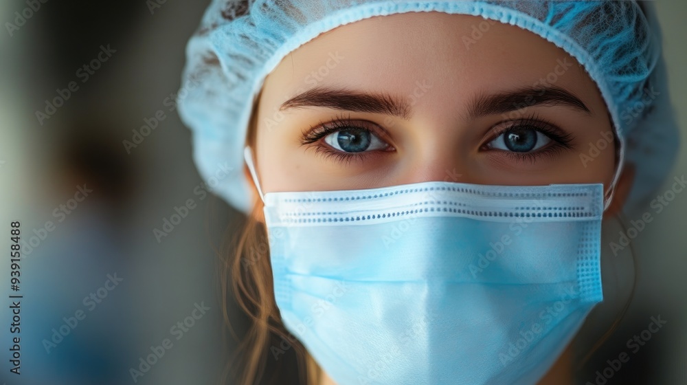 Professional Medical Personnel in Blue Mask at Hospital Facility Professional Medical Personnel in Blue Mask at Hospital Facility