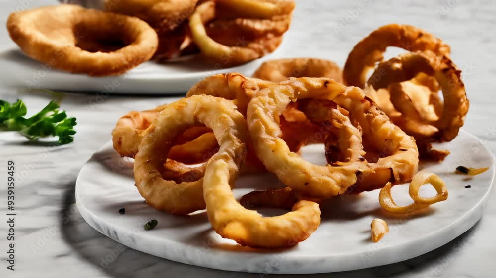 Deliciously twisted A plate of goldenbrown onion rings Deliciously twisted A plate of goldenbrown onion rings