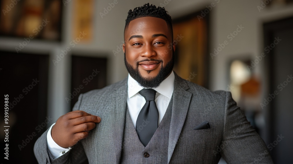 African Groom in Wedding Outfit, Joyfully Preparing for His Ceremony African Groom in Wedding Outfit, Joyfully Preparing for His Ceremony