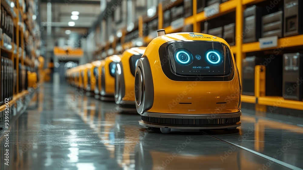 Collaborative robots (cobots) working alongside humans in a modern workspace, enhancing productivity Collaborative robots (cobots) working alongside humans in a modern workspace, enhancing productivity