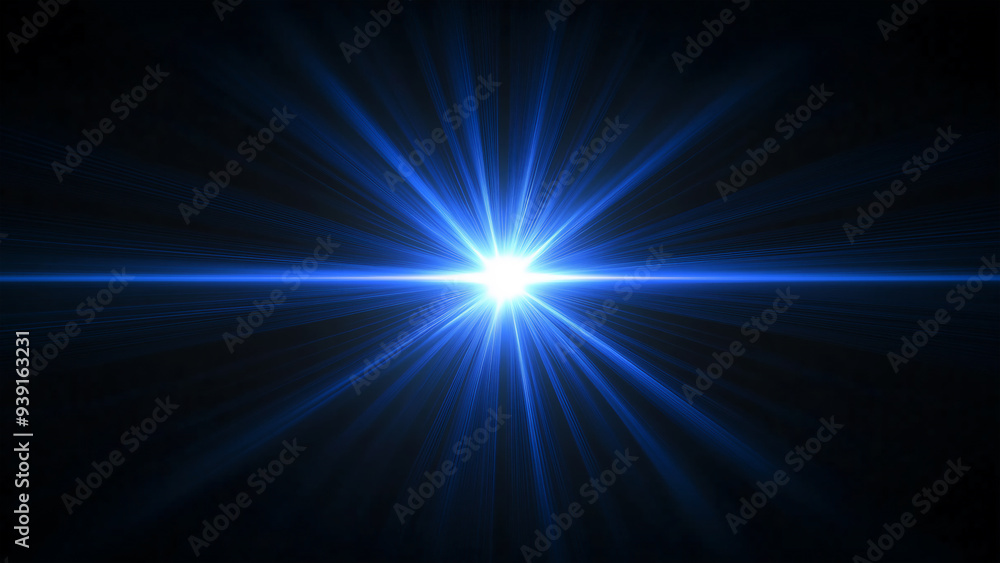 Blue lens flare on a black background, Blue lens flare on a black background,