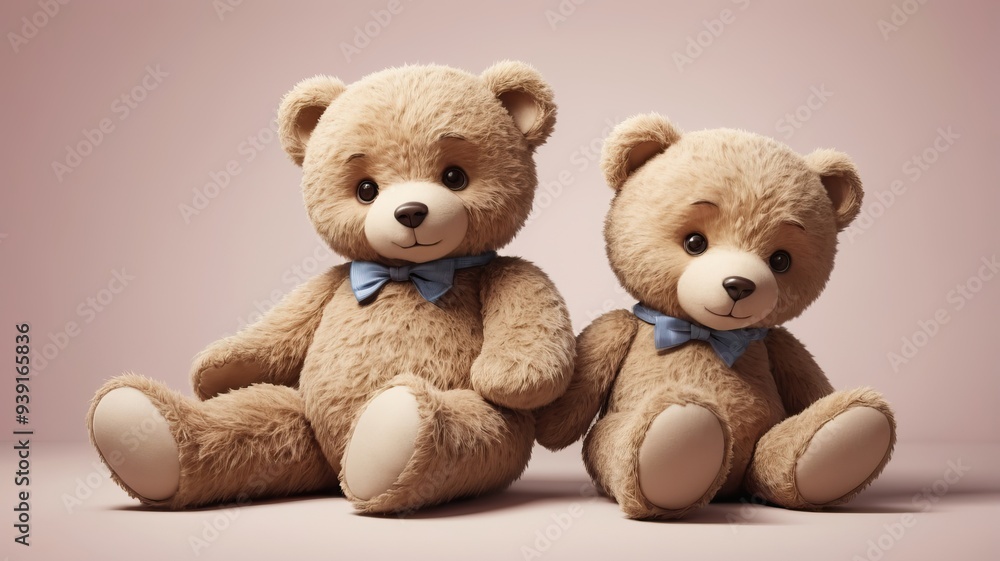 Obraz premium Zwei Süße Teddybären Pinker Hintergrund