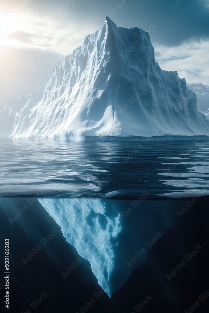 custom made wallpaper toronto digitaliceberg concept, floating ice mountain under the ocean, underwater part is visible