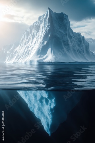 Wallpaper Mural iceberg concept, floating ice mountain under the ocean, underwater part is visible Torontodigital.ca