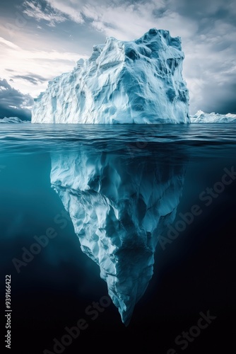 iceberg concept, iceberg floating underwater