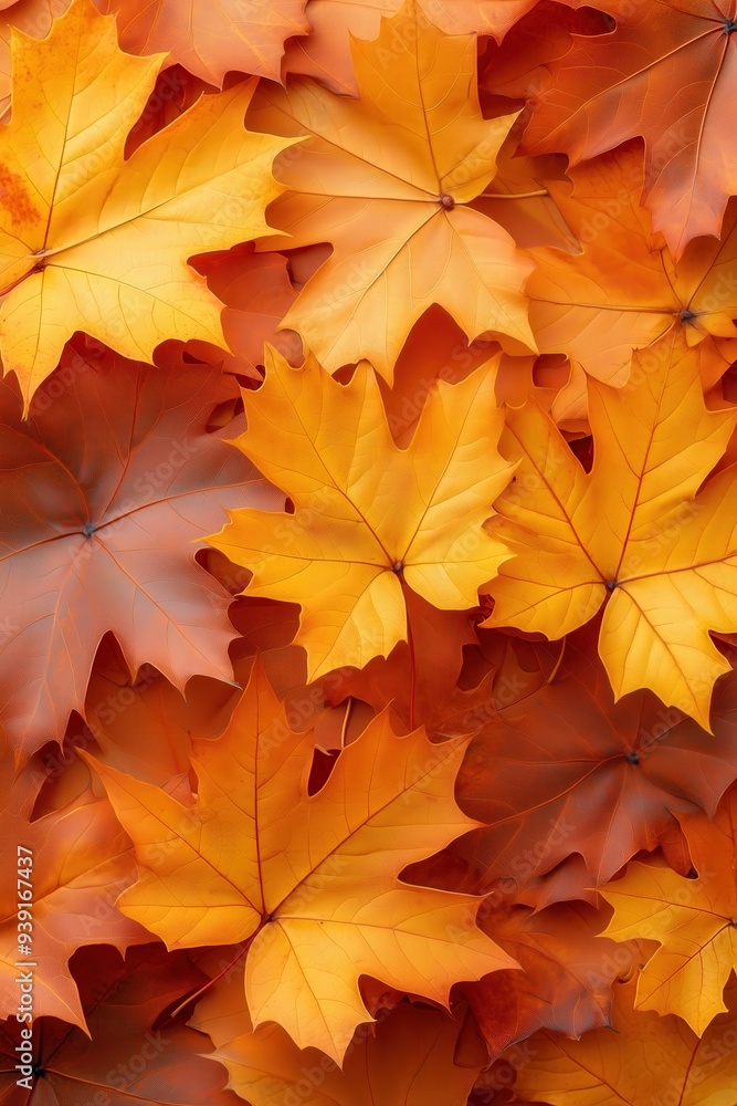 Background of autumn maple leaves in orange and yellow colors, top view Background of autumn maple leaves in orange and yellow colors, top view