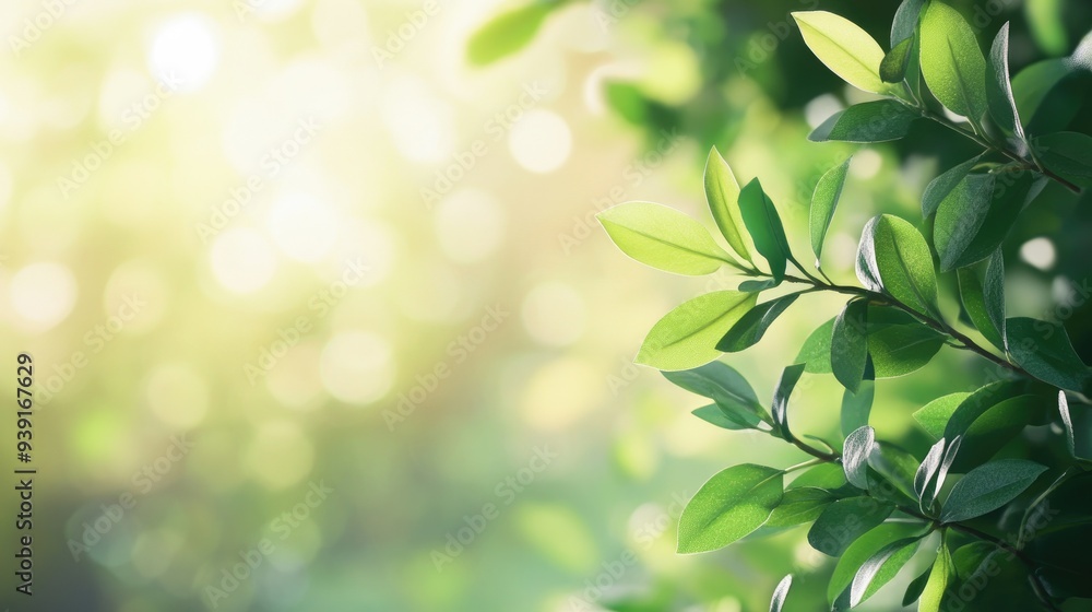 Closeup of beautiful nature view green leaf on blurred greenery background in garden with copy space using as background cover page concept. 3 dimension Closeup of beautiful nature view green leaf on blurred greenery background in garden with copy space using as background cover page concept. 3 dimension