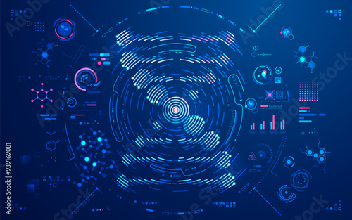 concept of biotechnology advancement, graphic of DNA shape with medical element
