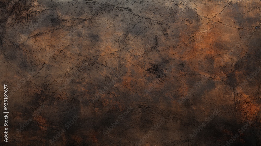 Dark aged brass plate texture, old metal background. Neural network ai generated art Dark aged brass plate texture, old metal background. Neural network ai generated art