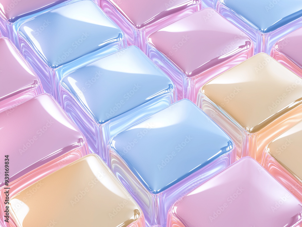 a vibrant and pastel background with glossy 3D squares in bold, saturated colors a vibrant and pastel background with glossy 3D squares in bold, saturated colors