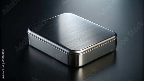 Moody black background dramatically highlights sleek, silver-colored product with subtle gradient effects, accentuating its modern design and premium quality.