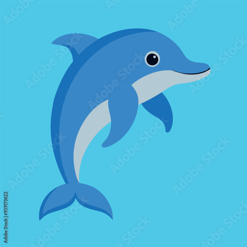  Bottlenose dolphin vector art illustration.