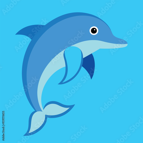  Bottlenose dolphin vector art illustration.