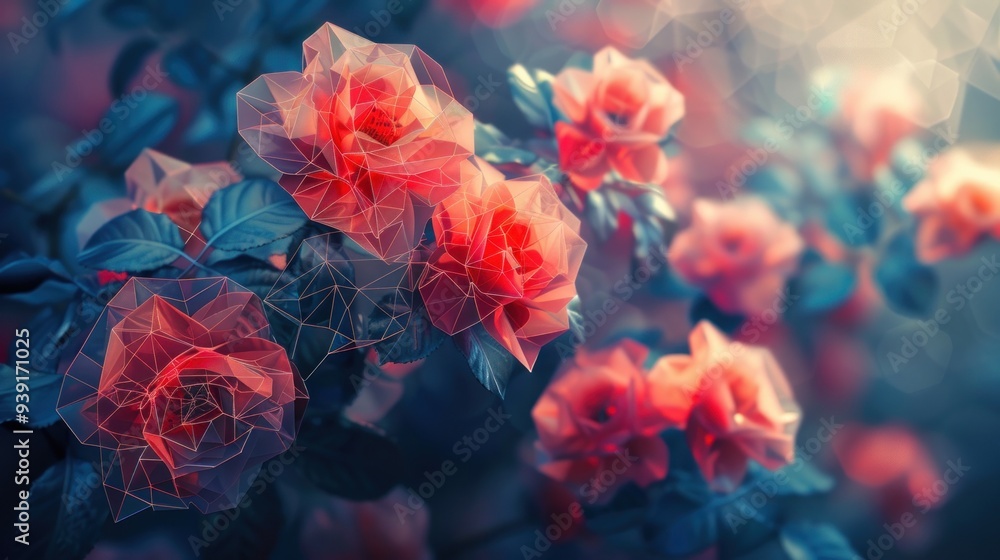 abstract flowers geometric background with polygons abstract flowers geometric background with polygons