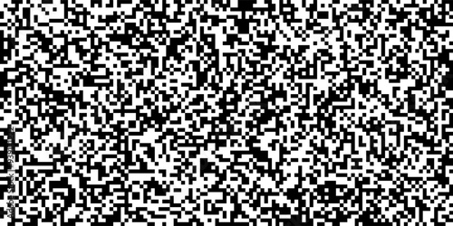 Monochrome qr code seamless pattern with pixel texture. 2 bit bg for scanners. Vector abstract background