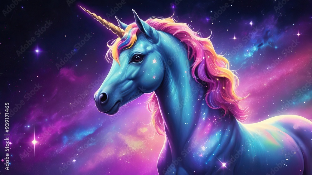 Fototapeta premium Abstraktes Einhorn Farbenfrohes Kunst Gemälde