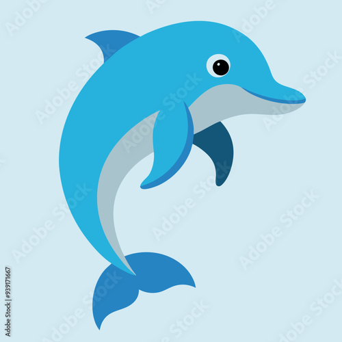  Bottlenose dolphin vector art illustration.