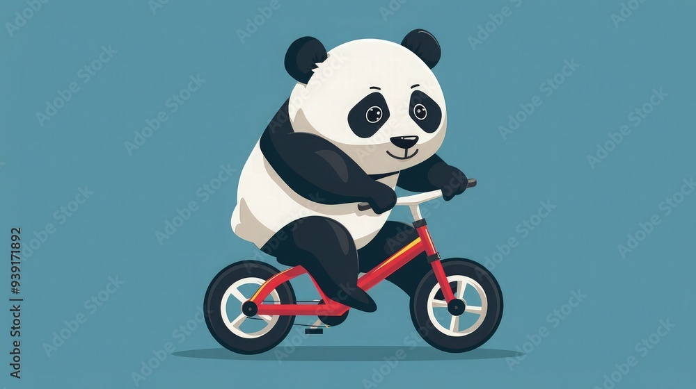 Cute portrait of panda riding a bicycle Cute portrait of panda riding a bicycle