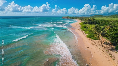 An arial shot of the scenic beach Mar Chiquita in Manati Puerto Rico