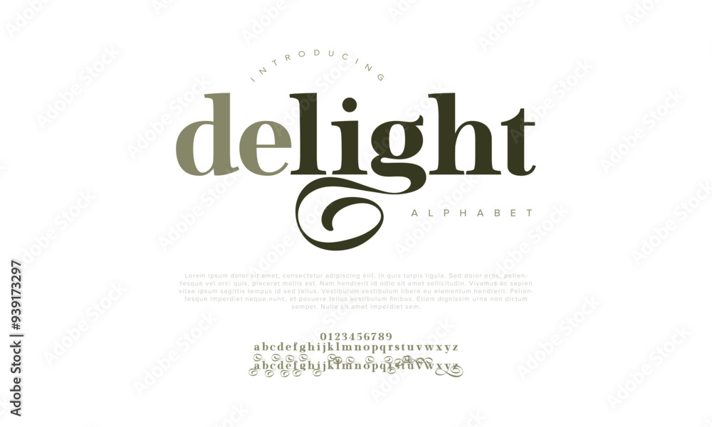 Delight typography beauty fashion elegant minimalist serif italic fonts decorative wedding vintage retro logos. Minimal luxury font alphabet logo. Vector illustration Delight typography beauty fashion elegant minimalist serif italic fonts decorative wedding vintage retro logos. Minimal luxury font alphabet logo. Vector illustration