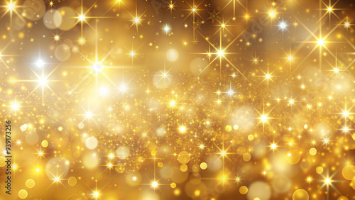 Sparkling gold background with stars and bokeh. Beautiful luxury background for Christmas or New Year. © Konstantin