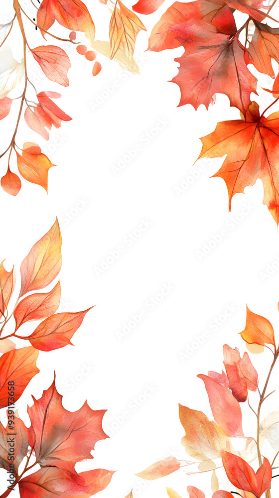 Obraz premium Watercolor Autumn floral frame isolated on white background
