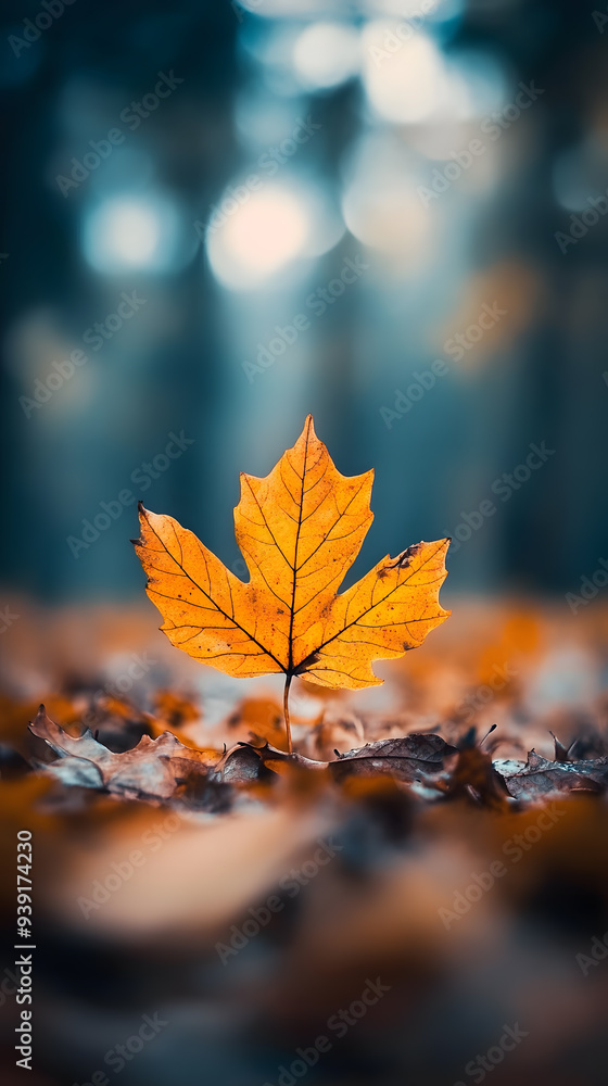 Close up of the beautiful red and yellow autumn leaf Close up of the beautiful red and yellow autumn leaf