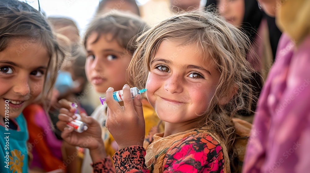 Refugee Children Receiving Vital Vaccines from International Medical Teams Providing Global Health Refugee Children Receiving Vital Vaccines from International Medical Teams Providing Global Health