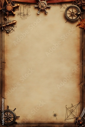 Vintage Nautical Background with Antique Compasses and Maps