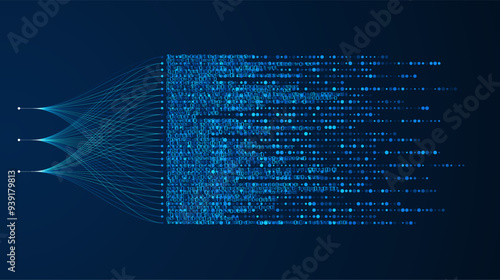 Big data visualization. Social network, financial analysis of complex databases. Data mining. Vector technology background. Information analytics concept.