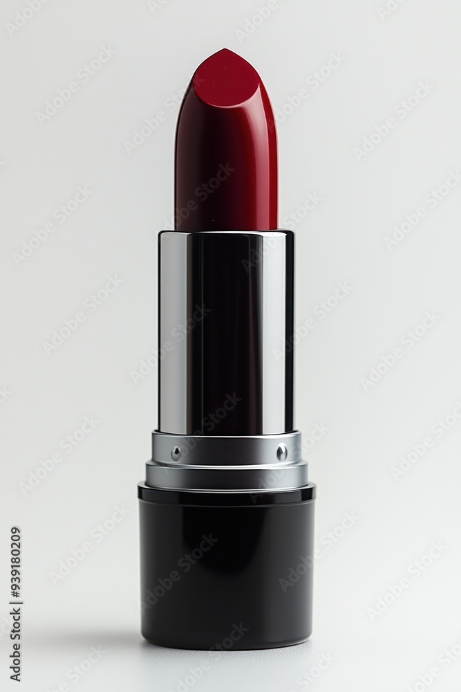 Red lipstick isolated on a white background, front view, close-up Red lipstick isolated on a white background, front view, close-up