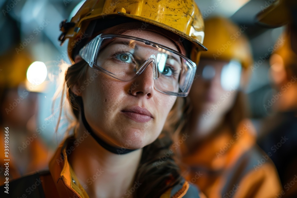 During a team briefing, a female engineer passionately discusses new mining techniques to her colleagues in a high-tech facility. The atmosphere is one of collaboration and innovation During a team briefing, a female engineer passionately discusses new mining techniques to her colleagues in a high-tech facility. The atmosphere is one of collaboration and innovation