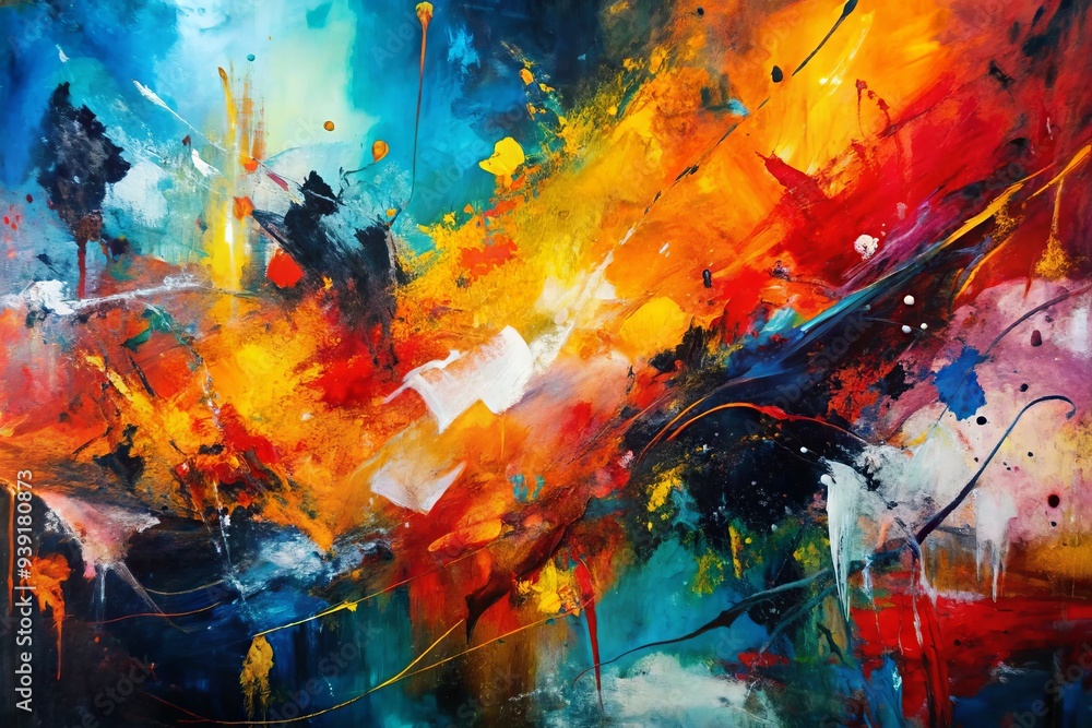 Fototapeta premium Abstract Expressionist Bold - Gestural, textured, monochrome, energetic, experimental