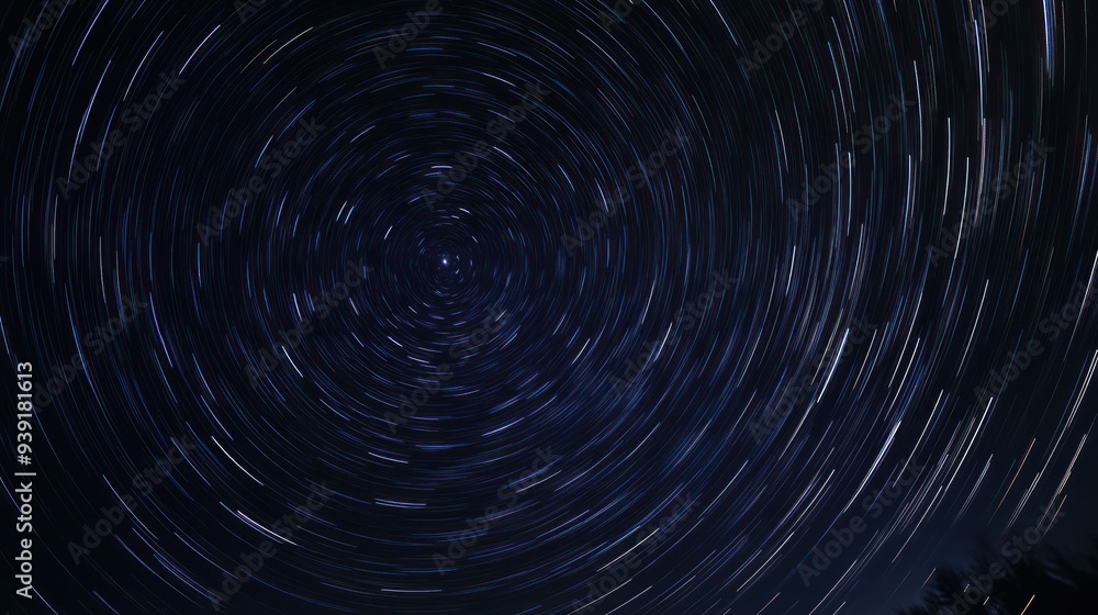 Star Trails Captured Over Time, Creating a Circular Pattern in the Night Sky Star Trails Captured Over Time, Creating a Circular Pattern in the Night Sky
