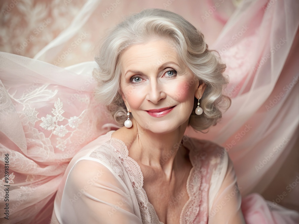 Age with Grace: Soft pinks, delicate lace, flowing fabrics, elegant accessories, gentle smiles. Age with Grace: Soft pinks, delicate lace, flowing fabrics, elegant accessories, gentle smiles.
