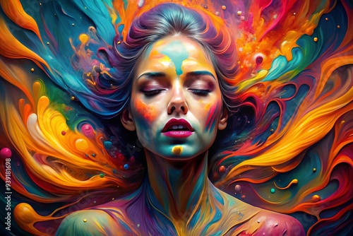 Wallpaper Mural AI-Generated Expression: Emotional, Abstract, Bold Colors, Fluid Forms Torontodigital.ca