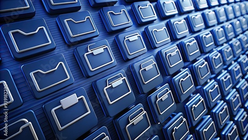 Rows Of Navy Blue Folder Icons Arranged In A Grid Pattern, Symbolizing Organisation And Digital Storage Solutions. photo