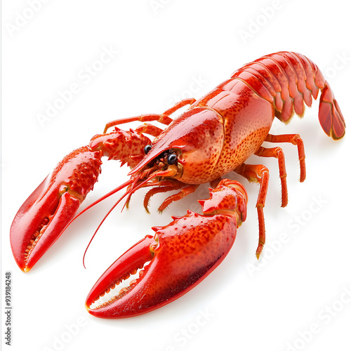 Boiled red crayfish on white background