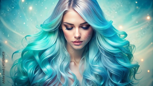 Celeste Luminance: Soft blue ombre layers, airy, incandescent, turquoise, ethereal